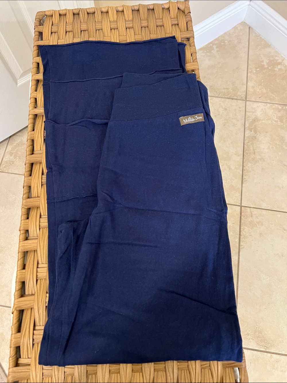 Matilda Jane Navy Blue Womens Carpool Finns wide leg tiered hem soft stretch pan